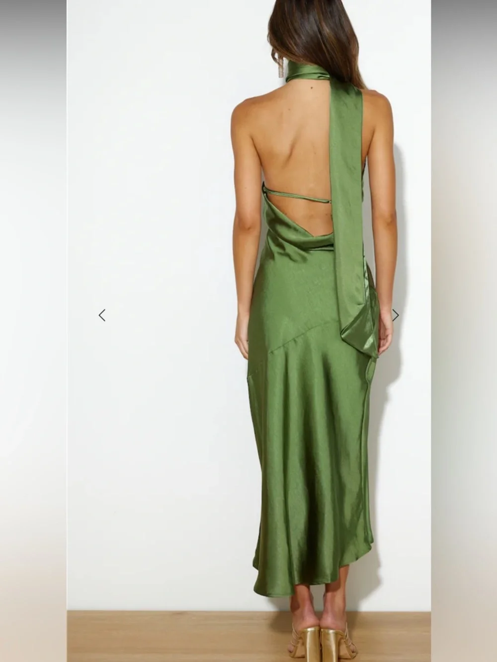 Hello Molly ATHENIAN SATIN MAXI DRESS OLIVE - Picture 2 of 5